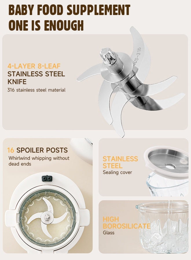 Soft Touch Multi-Functional Baby Food Maker, 2-in-1 Steamer and Blender, 300mL Glass Bowl, Baby Food Processor with SS316 Blade, Low-Noise, Keep-Warm, Steam Cook and Blender with Touch Screen Control for 6+ Months - Image 3